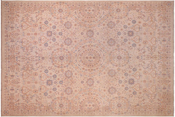 handmade Geometric Kafkaz Chobi Ziegler Ivory Pink Hand Knotted RECTANGLE 100% WOOL area rug 9 x 12